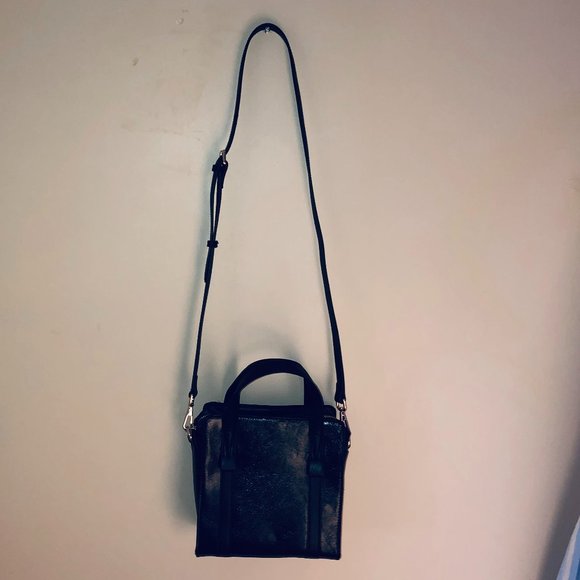 NWT-SFW Leather crossbody-satchel bag black - Picture 2 of 9